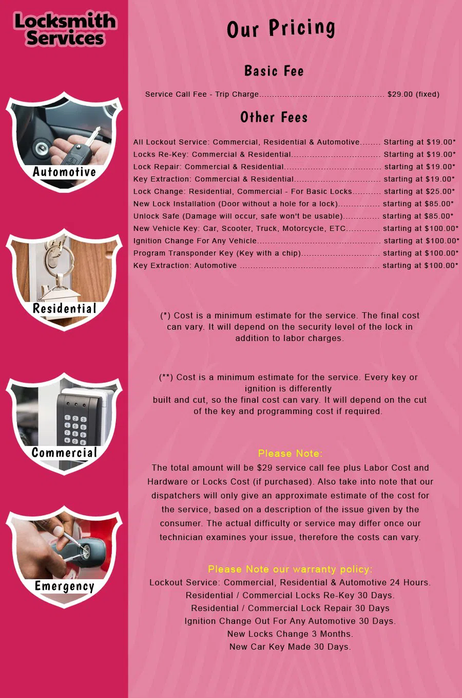 Brick NJ Locksmith Store Brick, NJ 732-295-3193 - price-list-c-18